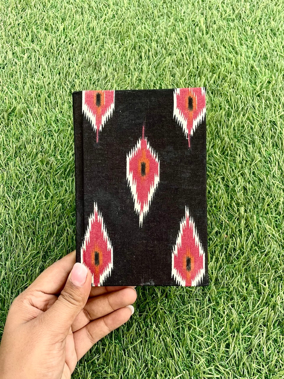 Black Ikat designed Handmade plantable journal diary designed for journalers. Perfect for writing, sketching, and planning.