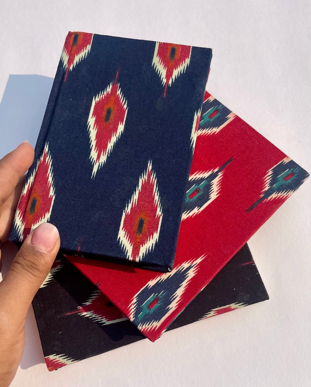 Black and Red Ikat designed Handmade plantable journal diary designed for journalers. Perfect for writing, sketching, and planning.