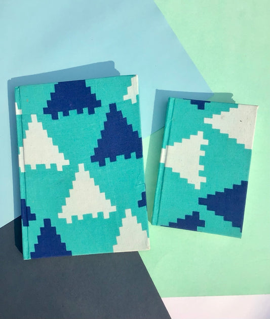 Blue Puzzle design Handmade plantable notebook diary designed for journalers. Perfect for writing, sketching, and planning.