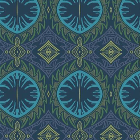 Blue Farmhouse hand-painted wallpaper, inspired by a serene tale of nature, brings a peaceful ambiance to your walls like sunlight filtering through trees. close-up shot